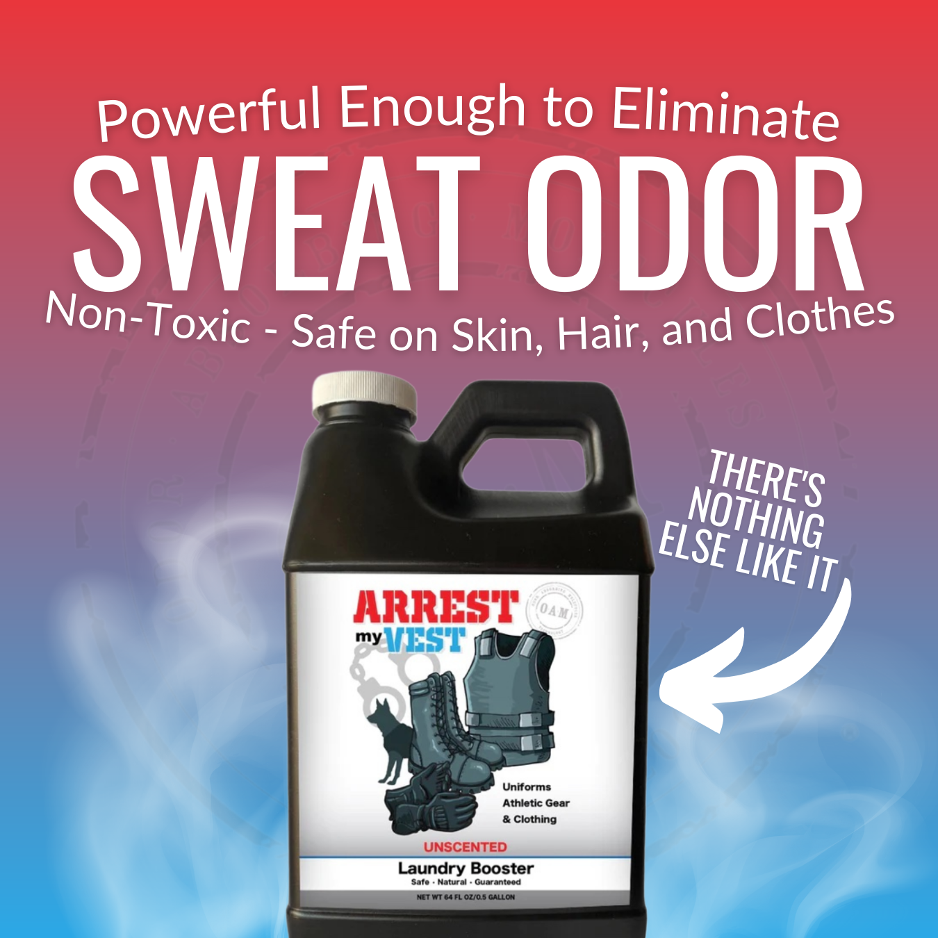 Natural Odor Eliminating Spray for Law Enforcement, Police Officers, & First Responders. Removes sweat and other foul odors from bulletproof vest, tactical gear, duty belts, boots, and more. Safe, non-toxic, enzyme-free formula.