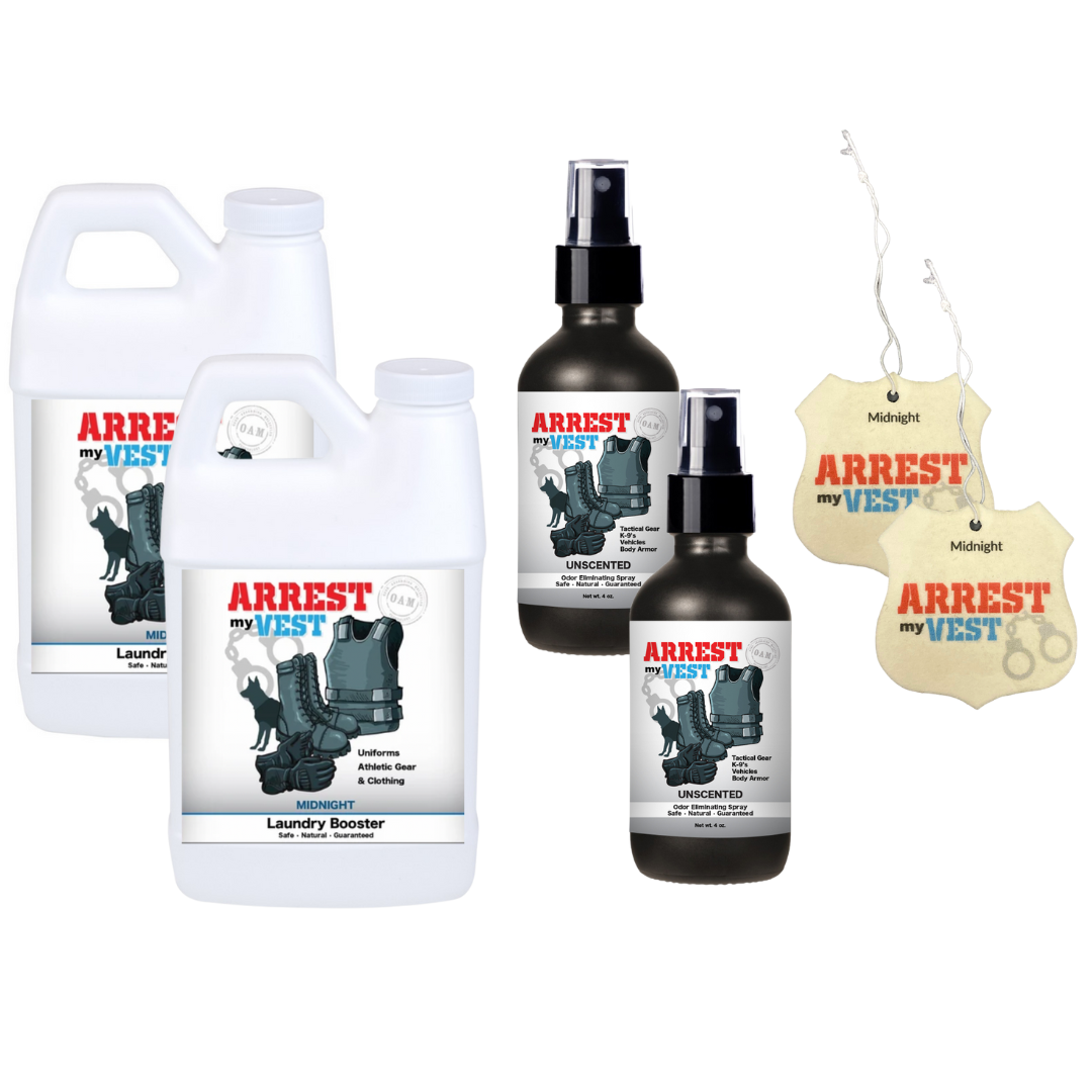 Super Sample Bundle - 2 Odor Eliminating Sprays 4 oz, 2 Mini Laundry Boosters 8 oz, + 2 Car Air Fresheners