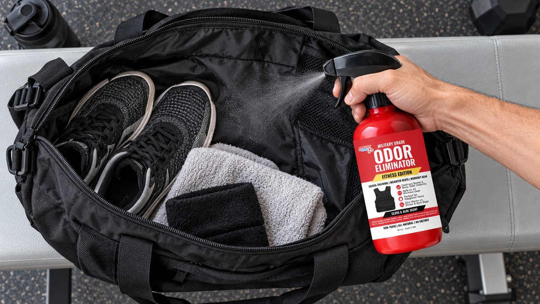 how to get rid of gym bag odor, gym shoe odor, lifting gloves smell, workout clothes smell, home gym odor
