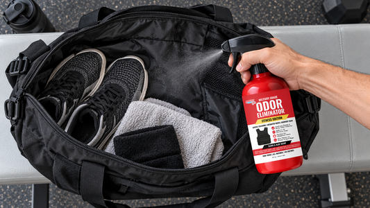 how to get rid of gym bag odor, gym shoe odor, lifting gloves smell, workout clothes smell, home gym odor