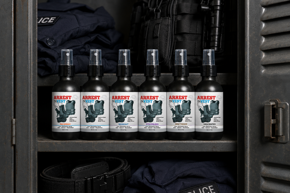 tactical gear odor eliminator scents, body armor spray fragrances, best smelling gear odor eliminator, which Arrest My Vest scent to pick