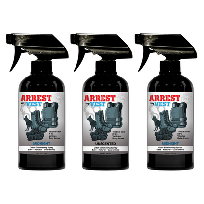 Buy 2 Get 1 FREE 16 oz Spray - Two Arrest My Vest Sprays + 1 The Stink Solution Spray of Choice | Odor Eliminating Spray