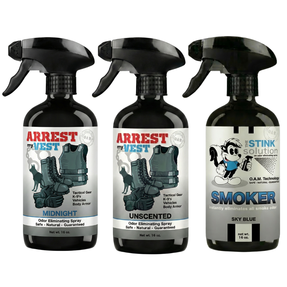 Buy 2 Get 1 FREE 16 oz Spray - Two Arrest My Vest Sprays + 1 The Stink Solution Spray of Choice | Odor Eliminating Spray