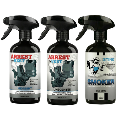 Buy 2 Get 1 FREE 16 oz Spray - Two Arrest My Vest Sprays + 1 The Stink Solution Spray of Choice | Odor Eliminating Spray