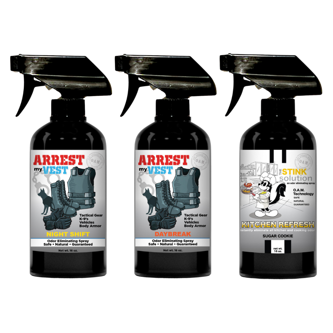 Buy 2 Get 1 FREE 16 oz Spray - Two Arrest My Vest Sprays + 1 The Stink Solution Spray of Choice | Odor Eliminating Spray