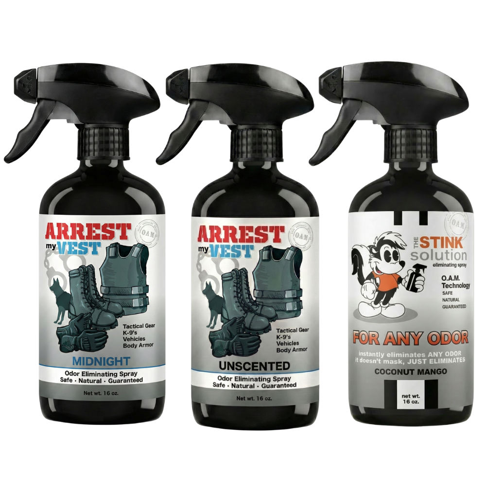 Buy 2 Get 1 FREE 16 oz Spray - Two Arrest My Vest Sprays + 1 The Stink Solution Spray of Choice | Odor Eliminating Spray