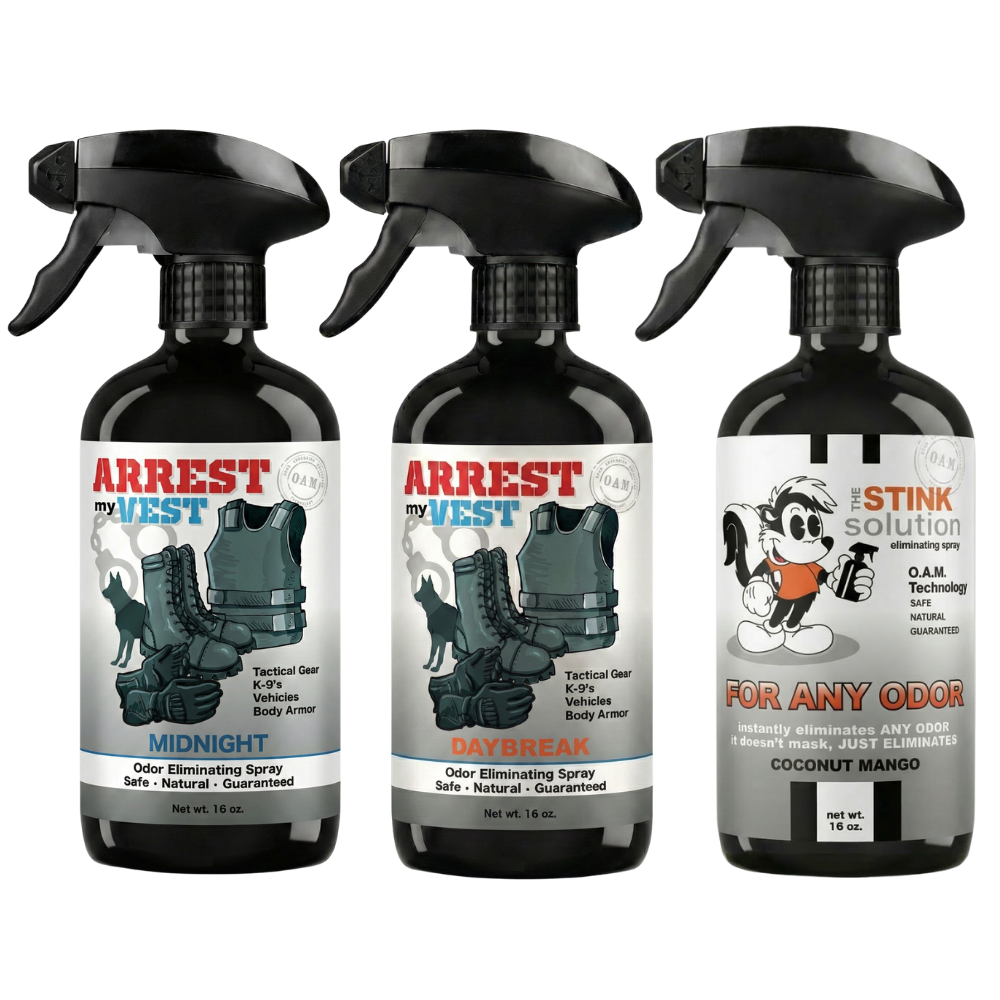 Buy 2 Get 1 FREE 16 oz Spray - Two Arrest My Vest Sprays + 1 The Stink Solution Spray of Choice | Odor Eliminating Spray