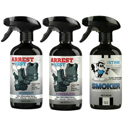 Buy 2 Get 1 FREE 16 oz Spray - Two Arrest My Vest Sprays + 1 The Stink Solution Spray of Choice | Odor Eliminating Spray