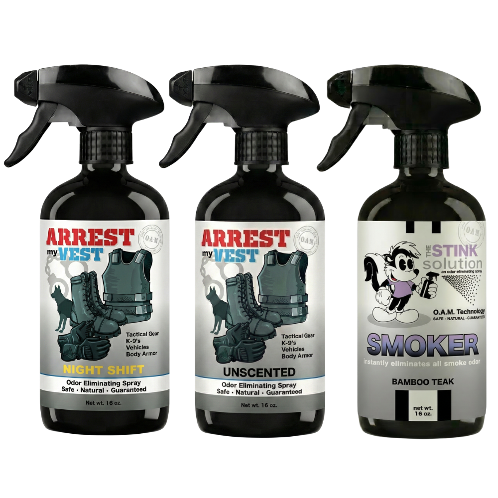 Buy 2 Get 1 FREE 16 oz Spray - Two Arrest My Vest Sprays + 1 The Stink Solution Spray of Choice | Odor Eliminating Spray
