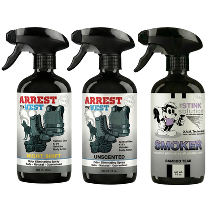 Buy 2 Get 1 FREE 16 oz Spray - Two Arrest My Vest Sprays + 1 The Stink Solution Spray of Choice | Odor Eliminating Spray