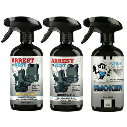 Buy 2 Get 1 FREE 16 oz Spray - Two Arrest My Vest Sprays + 1 The Stink Solution Spray of Choice | Odor Eliminating Spray
