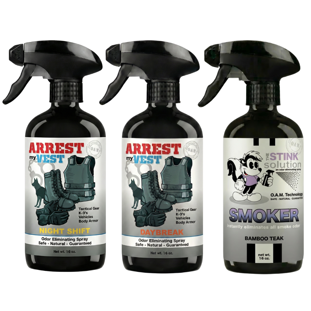Buy 2 Get 1 FREE 16 oz Spray - Two Arrest My Vest Sprays + 1 The Stink Solution Spray of Choice | Odor Eliminating Spray