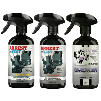 Buy 2 Get 1 FREE 16 oz Spray - Two Arrest My Vest Sprays + 1 The Stink Solution Spray of Choice | Odor Eliminating Spray