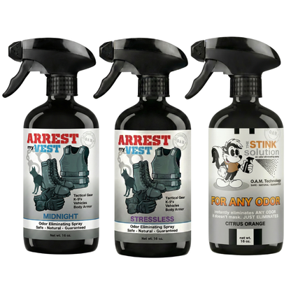 Buy 2 Get 1 FREE 16 oz Spray - Two Arrest My Vest Sprays + 1 The Stink Solution Spray of Choice | Odor Eliminating Spray