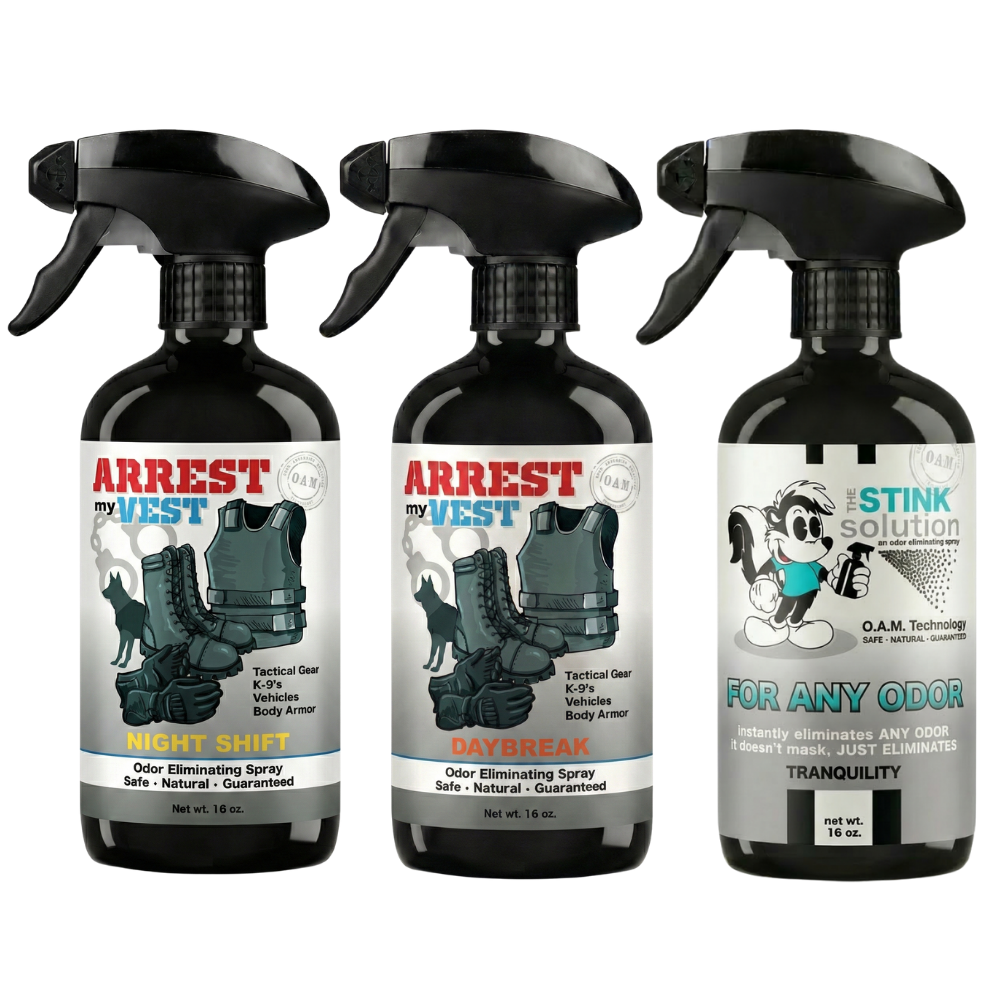 Buy 2 Get 1 FREE 16 oz Spray - Two Arrest My Vest Sprays + 1 The Stink Solution Spray of Choice | Odor Eliminating Spray