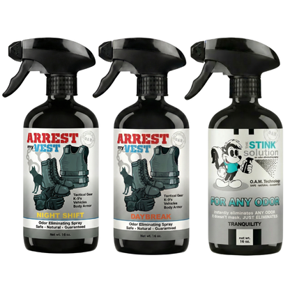 Buy 2 Get 1 FREE 16 oz Spray - Two Arrest My Vest Sprays + 1 The Stink Solution Spray of Choice | Odor Eliminating Spray