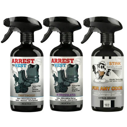 Buy 2 Get 1 FREE 16 oz Spray - Two Arrest My Vest Sprays + 1 The Stink Solution Spray of Choice | Odor Eliminating Spray