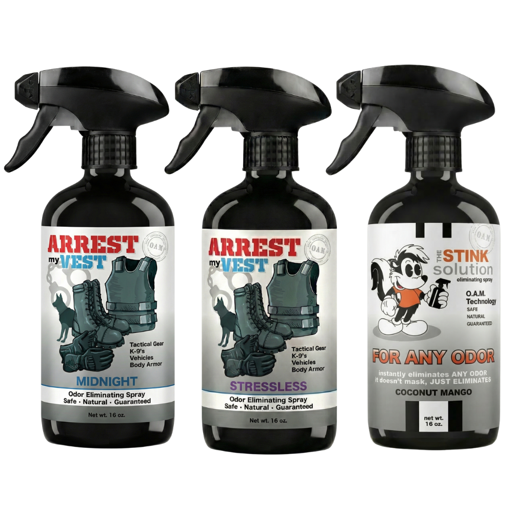Buy 2 Get 1 FREE 16 oz Spray - Two Arrest My Vest Sprays + 1 The Stink Solution Spray of Choice | Odor Eliminating Spray