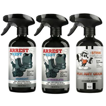 Buy 2 Get 1 FREE 16 oz Spray - Two Arrest My Vest Sprays + 1 The Stink Solution Spray of Choice | Odor Eliminating Spray