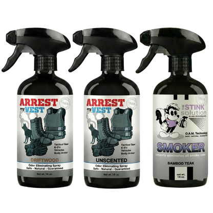 Buy 2 Get 1 FREE 16 oz Spray - Two Arrest My Vest Sprays + 1 The Stink Solution Spray of Choice | Odor Eliminating Spray