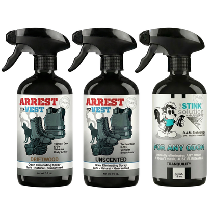 Buy 2 Get 1 FREE 16 oz Spray - Two Arrest My Vest Sprays + 1 The Stink Solution Spray of Choice | Odor Eliminating Spray
