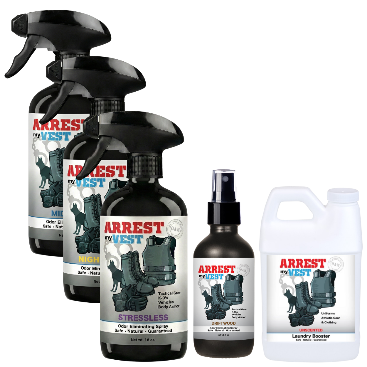 Buy 3 Get Sample Bundle FREE - Midnight (16 oz), Night Shift (16 oz), Stressless (16 oz), Driftwood (4 oz), + Unscented Mini Laundry Booster | Odor Eliminating Spray