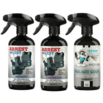 Buy 2 Get 1 FREE 16 oz Spray - Two Arrest My Vest Sprays + 1 The Stink Solution Spray of Choice | Odor Eliminating Spray