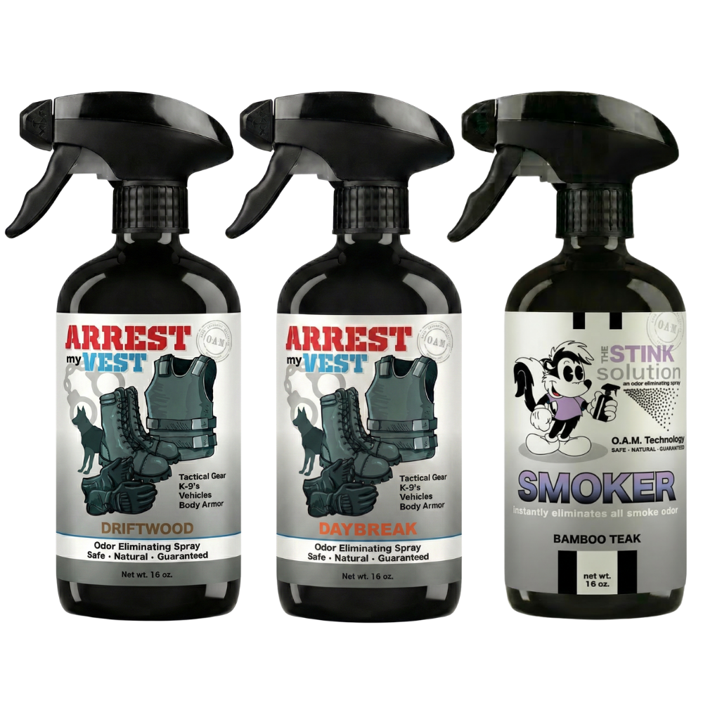 Buy 2 Get 1 FREE 16 oz Spray - Two Arrest My Vest Sprays + 1 The Stink Solution Spray of Choice | Odor Eliminating Spray