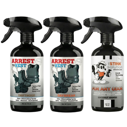 Buy 2 Get 1 FREE 16 oz Spray - Two Arrest My Vest Sprays + 1 The Stink Solution Spray of Choice | Odor Eliminating Spray