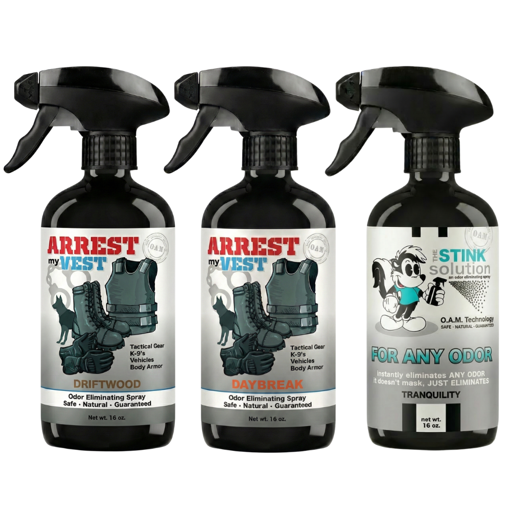 Buy 2 Get 1 FREE 16 oz Spray - Two Arrest My Vest Sprays + 1 The Stink Solution Spray of Choice | Odor Eliminating Spray