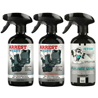 Buy 2 Get 1 FREE 16 oz Spray - Two Arrest My Vest Sprays + 1 The Stink Solution Spray of Choice | Odor Eliminating Spray