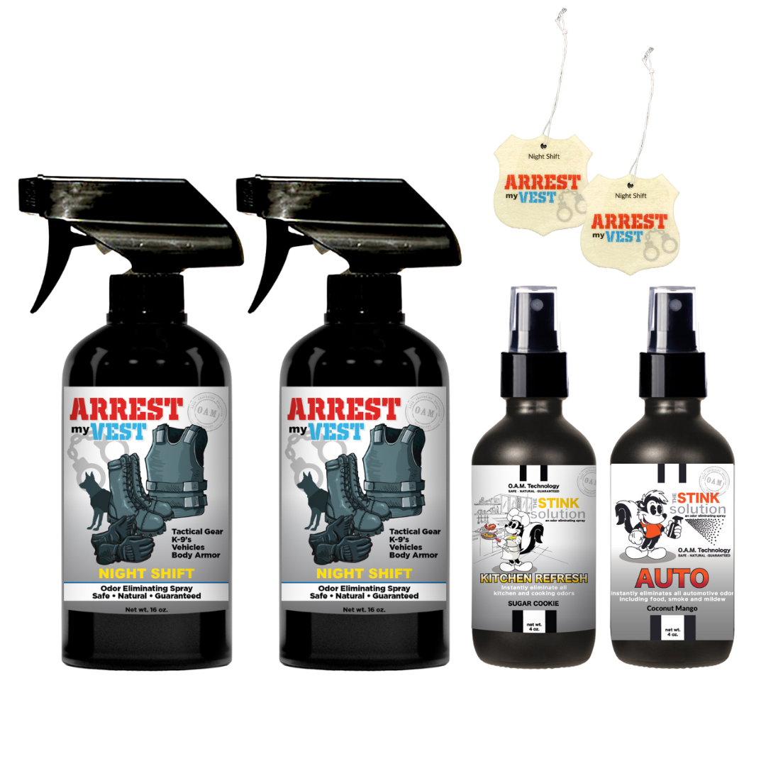 Buy 2 Get 4 FREE | Two 16 oz Sprays of Choice, One 4 oz Kitchen, One 4 oz Auto Coconut Mango + 2 Car Air Fresheners