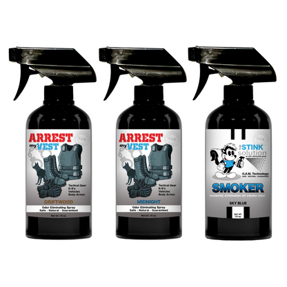 Buy 2 Get 1 FREE 16 oz Spray - Two Arrest My Vest Sprays + 1 The Stink Solution Spray of Choice | Odor Eliminating Spray