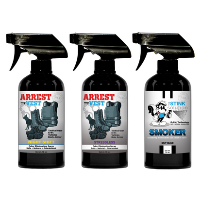 Buy 2 Get 1 FREE 16 oz Spray - Two Arrest My Vest Sprays + 1 The Stink Solution Spray of Choice | Odor Eliminating Spray