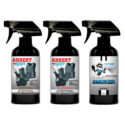 Buy 2 Get 1 FREE 16 oz Spray - Two Arrest My Vest Sprays + 1 The Stink Solution Spray of Choice | Odor Eliminating Spray
