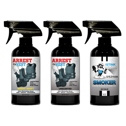 Buy 2 Get 1 FREE 16 oz Spray - Two Arrest My Vest Sprays + 1 The Stink Solution Spray of Choice | Odor Eliminating Spray