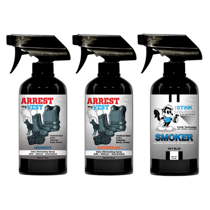 Buy 2 Get 1 FREE 16 oz Spray - Two Arrest My Vest Sprays + 1 The Stink Solution Spray of Choice | Odor Eliminating Spray