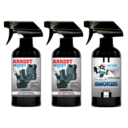 Buy 2 Get 1 FREE 16 oz Spray - Two Arrest My Vest Sprays + 1 The Stink Solution Spray of Choice | Odor Eliminating Spray