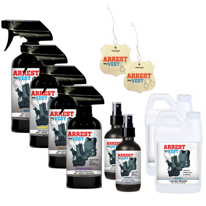 Natural Odor Eliminating Spray for Law Enforcement, Police Officers, & First Responders. Removes sweat and other foul odors from bulletproof vest, tactical gear, duty belts, boots, and more. Safe, non-toxic, enzyme-free formula.