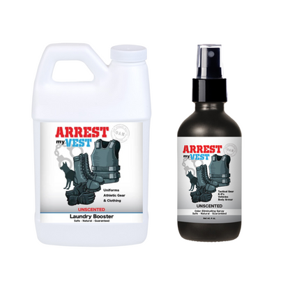Natural Odor Eliminating Spray for Law Enforcement, Police Officers, & First Responders. Removes sweat and other foul odors from bulletproof vest, tactical gear, duty belts, boots, and more. Safe, non-toxic, enzyme-free formula.