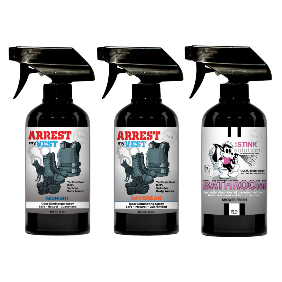 Buy 2 Get 1 FREE 16 oz Spray - Two Arrest My Vest Sprays + 1 The Stink Solution Spray of Choice | Odor Eliminating Spray