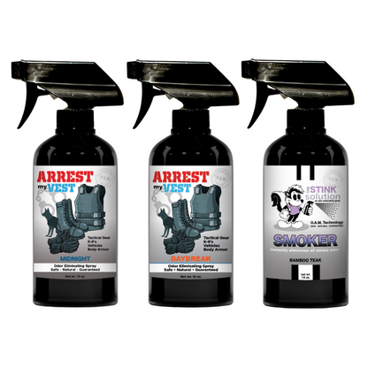 Buy 2 Get 1 FREE 16 oz Spray - Two Arrest My Vest Sprays + 1 The Stink Solution Spray of Choice | Odor Eliminating Spray