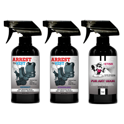 Buy 2 Get 1 FREE 16 oz Spray - Two Arrest My Vest Sprays + 1 The Stink Solution Spray of Choice | Odor Eliminating Spray