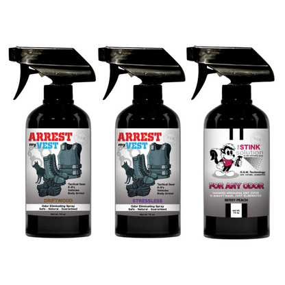 Buy 2 Get 1 FREE 16 oz Spray - Two Arrest My Vest Sprays + 1 The Stink Solution Spray of Choice | Odor Eliminating Spray