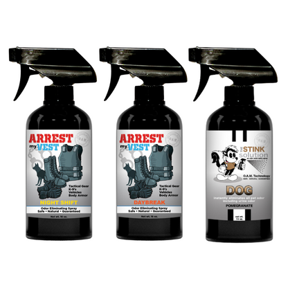 Buy 2 Get 1 FREE 16 oz Spray - Two Arrest My Vest Sprays + 1 The Stink Solution Spray of Choice | Odor Eliminating Spray