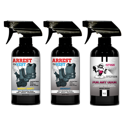 Buy 2 Get 1 FREE 16 oz Spray - Two Arrest My Vest Sprays + 1 The Stink Solution Spray of Choice | Odor Eliminating Spray