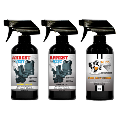 Buy 2 Get 1 FREE 16 oz Spray - Two Arrest My Vest Sprays + 1 The Stink Solution Spray of Choice | Odor Eliminating Spray