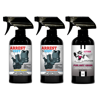 Buy 2 Get 1 FREE 16 oz Spray - Two Arrest My Vest Sprays + 1 The Stink Solution Spray of Choice | Odor Eliminating Spray