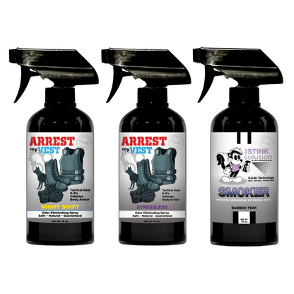 Buy 2 Get 1 FREE 16 oz Spray - Two Arrest My Vest Sprays + 1 The Stink Solution Spray of Choice | Odor Eliminating Spray
