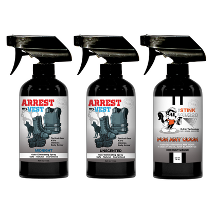 Buy 2 Get 1 FREE 16 oz Spray - Two Arrest My Vest Sprays + 1 The Stink Solution Spray of Choice | Odor Eliminating Spray